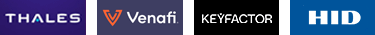 Accutive's Partners Logos - Thales, Venafi, Keyfactor, HID