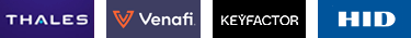 Accutive's Partners Logos - Thales, Venafi, Keyfactor, HID