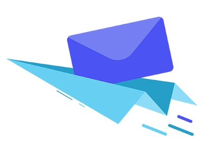 A decorative image featuring a paper plane with a mail envelope attached, in the process of being delivered.